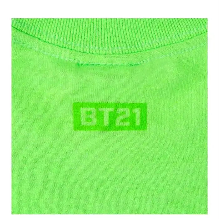 BT21 - Official Merch - Neon Green Short Sleeve T-Shirt - NEON Collection - BT21 - Clothing - Harumio