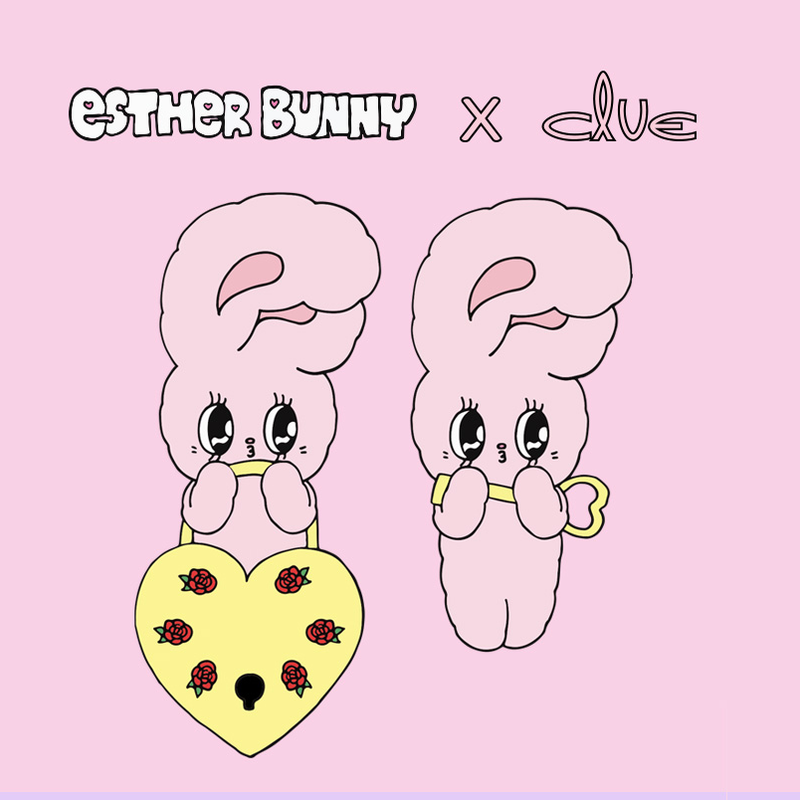 Clue X Esther Bunny - Cherish Esther Bunny Ruby Stone Unlocked Silver Earrings
