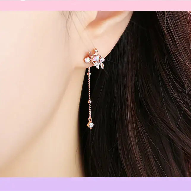 Clue X Esther Bunny - Shy Esther Bunny Aurora Stone Silver Earrings - CLUE - Accessories - Harumio