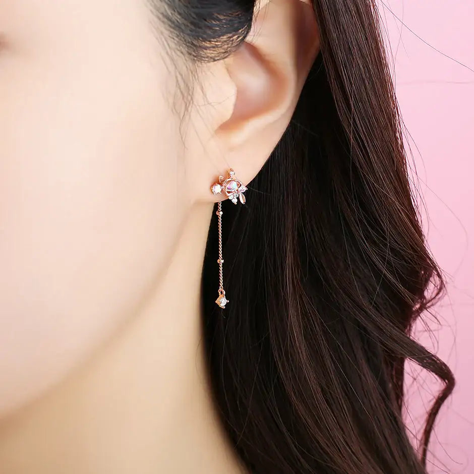 Clue X Esther Bunny - Shy Esther Bunny Aurora Stone Silver Earrings - CLUE - Accessories - Harumio