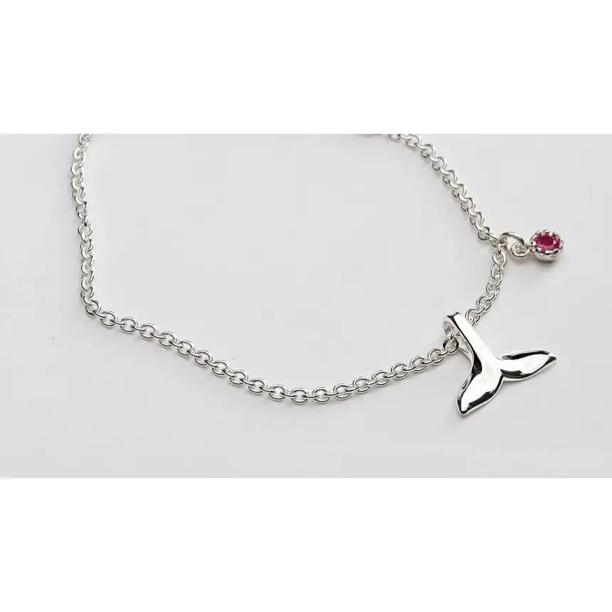 Bling Atty - Whale Tail & Birthstone Silver Anklet (inspired by K-drama Extraordinary Attorney Woo) - Bling Atty - Jewelry - Harumio