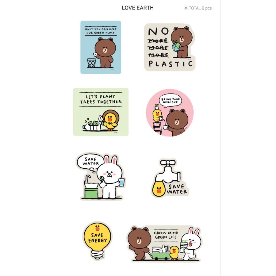 Monopoly x LINE - Brown and Friends - Removable Sticker Love Earth