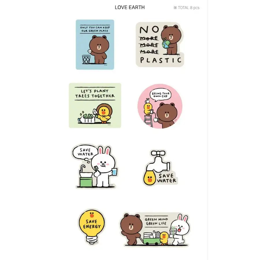Monopoly x LINE - Brown and Friends - Removable Sticker Love Earth - Monopoly - Accesories - Harumio