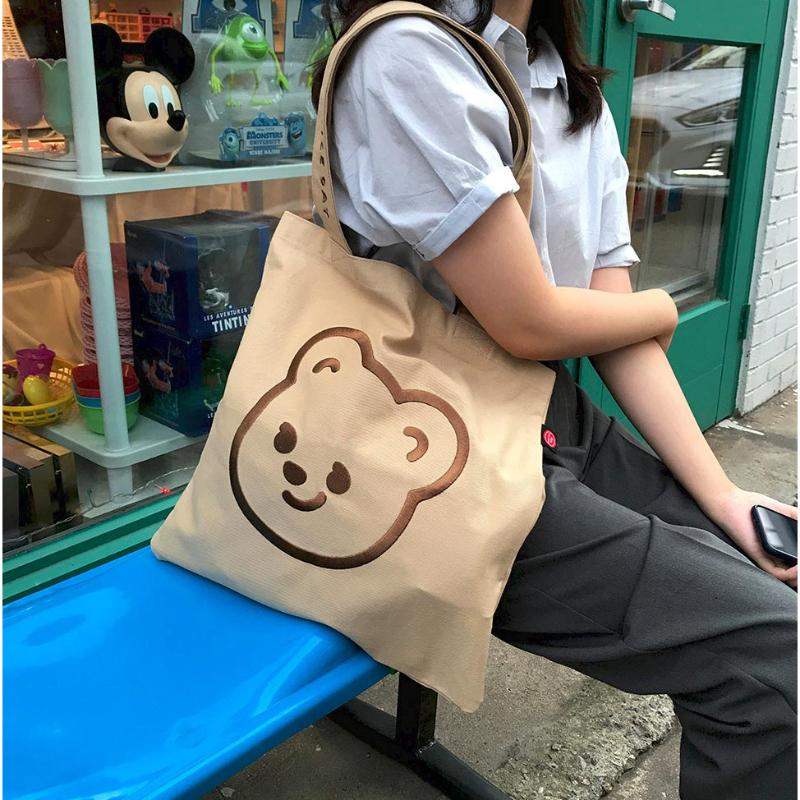 Pureureumdesign x 10x10 - Cupid Bear Embroidery Eco Bag - Pureureumdesign - Accesories - Harumio