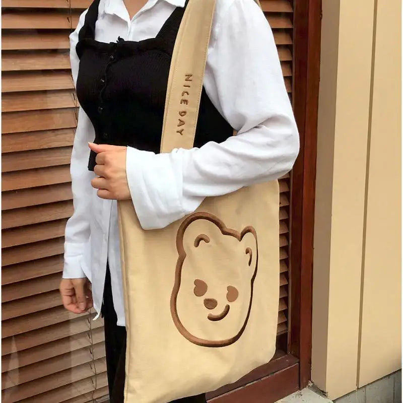Pureureumdesign x 10x10 - Cupid Bear Embroidery Eco Bag - Pureureumdesign - Accesories - Harumio