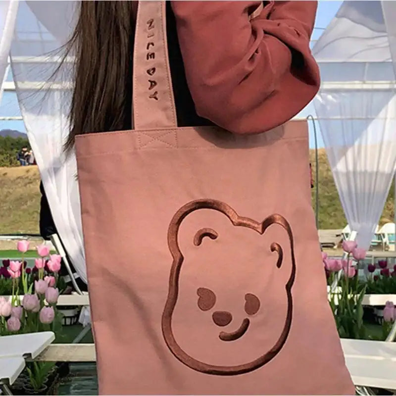 Pureureumdesign x 10x10 - Cupid Bear Embroidery Eco Bag - Pureureumdesign - Accesories - Harumio