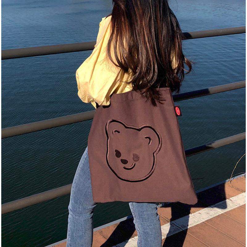 Pureureumdesign x 10x10 - Cupid Bear Embroidery Eco Bag - Pureureumdesign - Accesories - Harumio