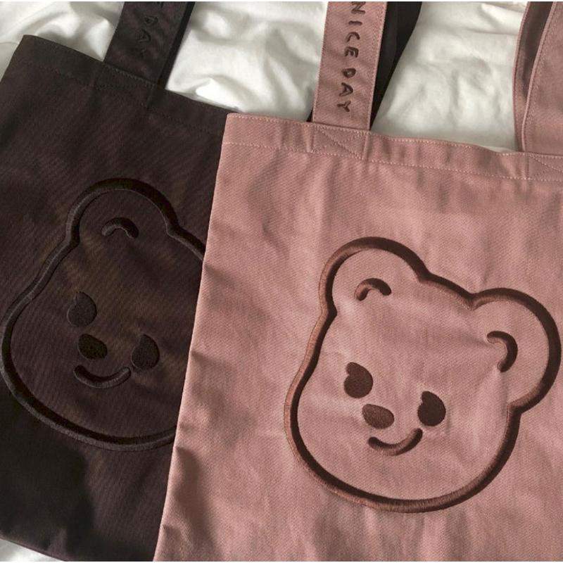 Pureureumdesign x 10x10 - Cupid Bear Embroidery Eco Bag - Pureureumdesign - Accesories - Harumio