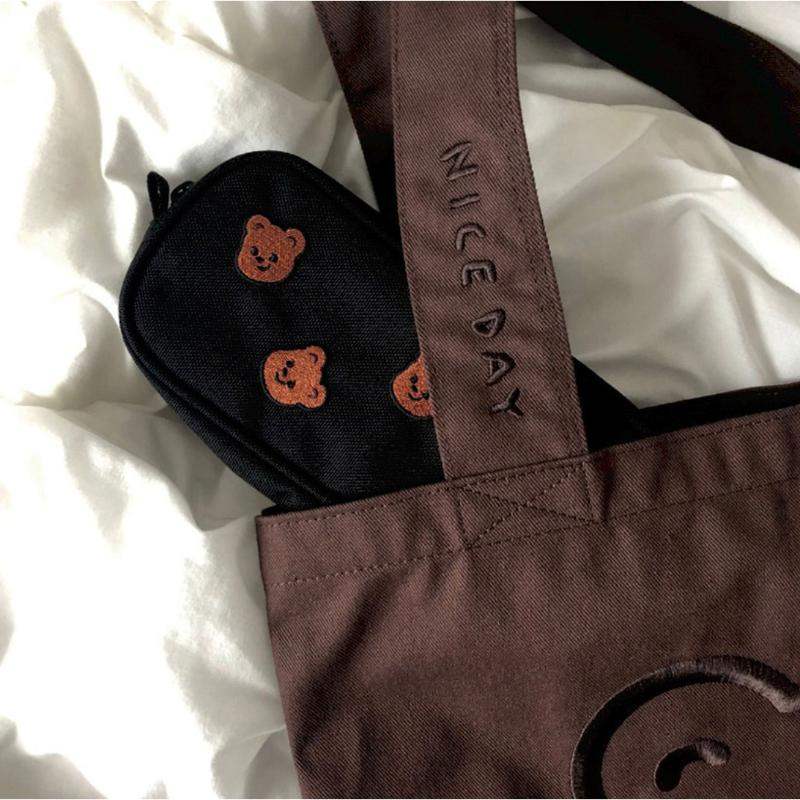 Pureureumdesign x 10x10 - Cupid Bear Embroidery Eco Bag - Pureureumdesign - Accesories - Harumio