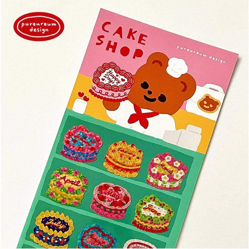 Pureureumdesign x 10x10 - Cupid Bear's Cake Shop Hologram Sticker - Pureureumdesign - Accesories - Harumio