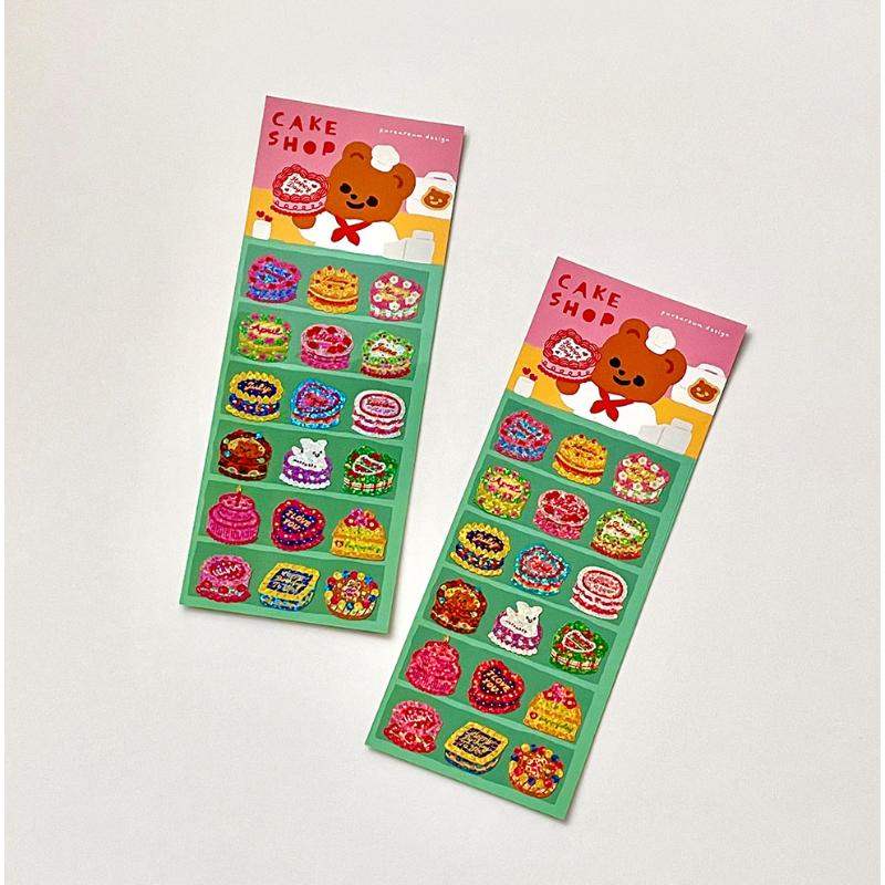Pureureumdesign x 10x10 - Cupid Bear's Cake Shop Hologram Sticker - Pureureumdesign - Accesories - Harumio