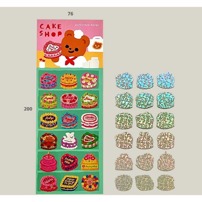 Pureureumdesign x 10x10 - Cupid Bear's Cake Shop Hologram Sticker - Pureureumdesign - Accesories - Harumio
