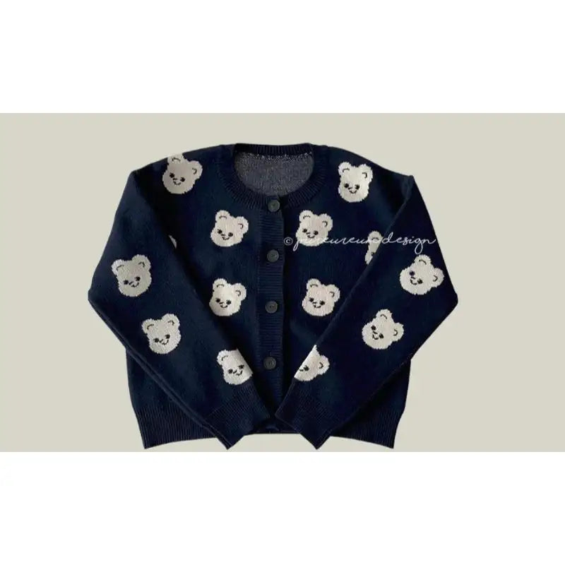 Pureureumdesign x 10x10 - Cupid Bear Pattern Knit Cardigan - Pureureumdesign - Sweater - Harumio