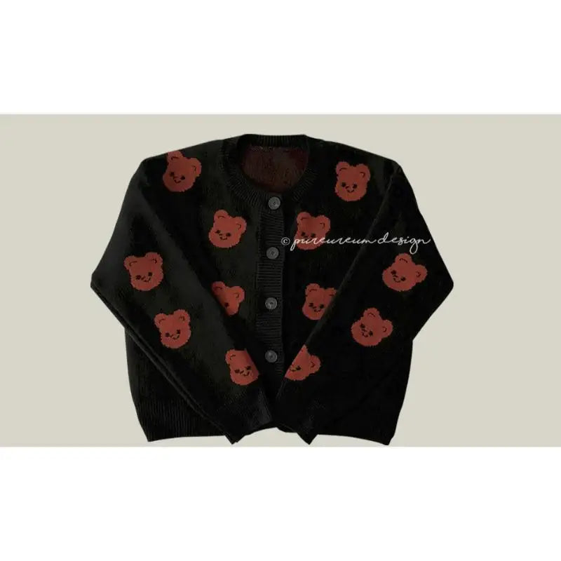 Pureureumdesign x 10x10 - Cupid Bear Pattern Knit Cardigan - Pureureumdesign - Sweater - Harumio