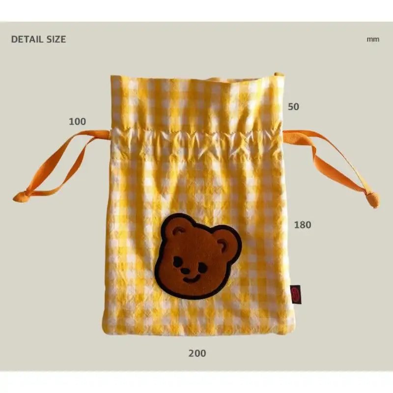 Pureureumdesign x 10x10 - Cupid Bear Embroidered String Pouch - Pureureumdesign - Accesories - Harumio
