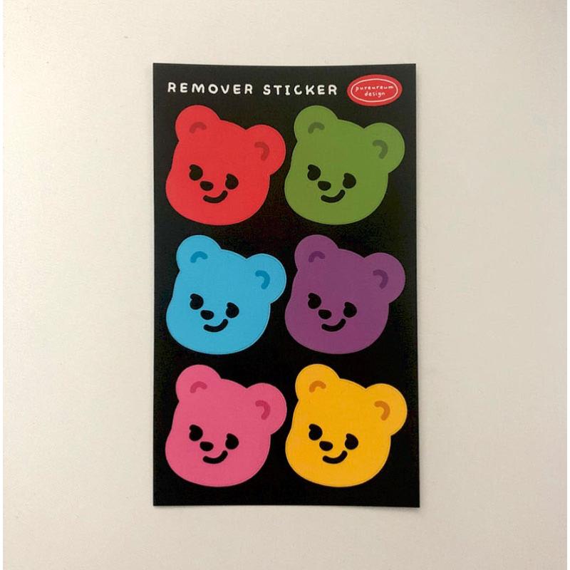 Pureureumdesign x 10x10 - Cupid Bear Face 6 Colours Remover Sticker