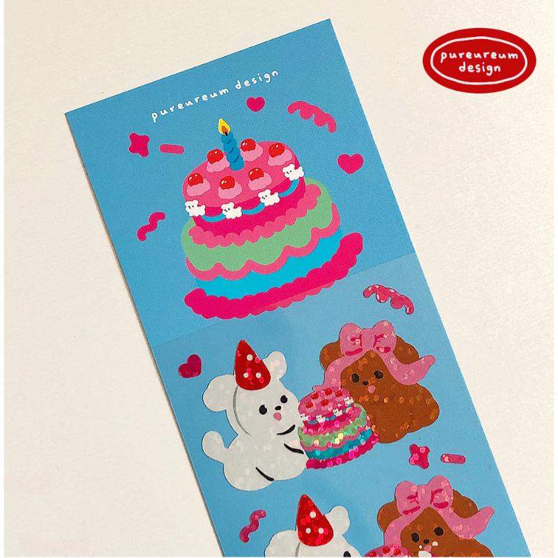 Pureureumdesign x 10x10 - Daengdaeng Cake Mukbang Hologram Sticker - Pureureumdesign - Accesories - Harumio