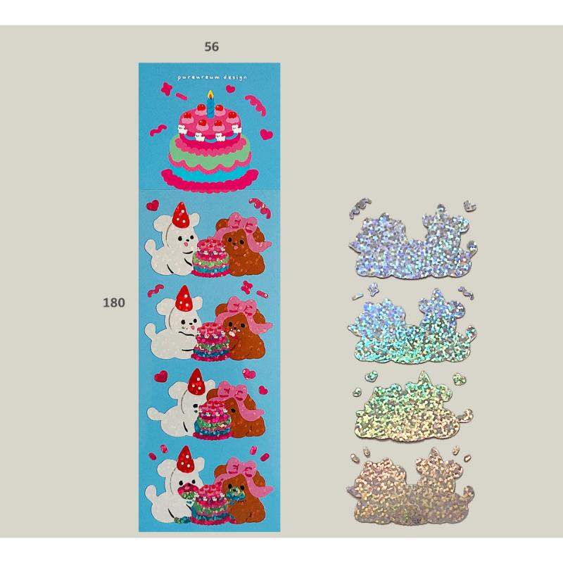 Pureureumdesign x 10x10 - Daengdaeng Cake Mukbang Hologram Sticker - Pureureumdesign - Accesories - Harumio