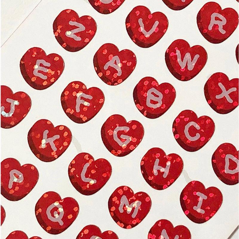 Pureureumdesign x 10x10 - Cupid Bear's Heart Alphabet Hologram Sticker