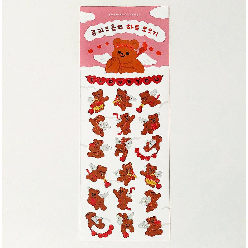 Pureureumdesign x 10x10 - Cupid Bear's Heart Gathering Hologram Sticker