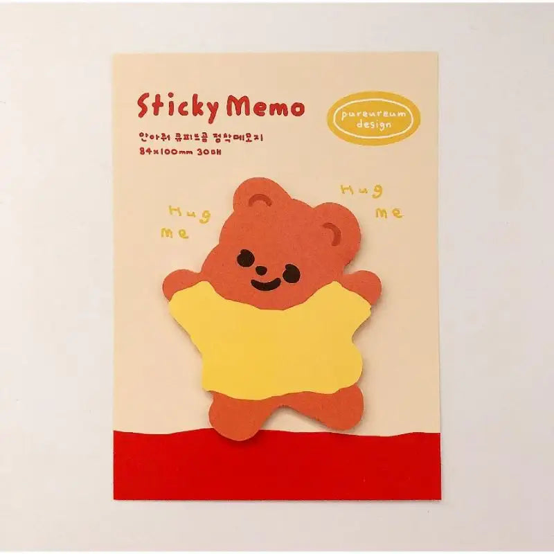 Pureureumdesign x 10x10 - Hug Me Cupid Bear Sticky Note - Pureureumdesign - Accesories - Harumio