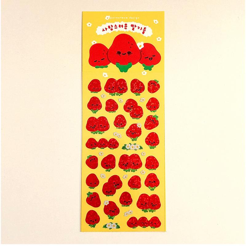 Pureureumdesign x 10x10 - Lovely Strawberries Hologram Sticker