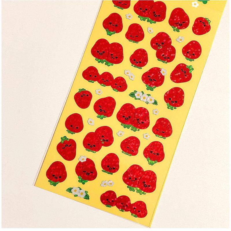 Pureureumdesign x 10x10 - Lovely Strawberries Hologram Sticker - Pureureumdesign - Accesories - Harumio