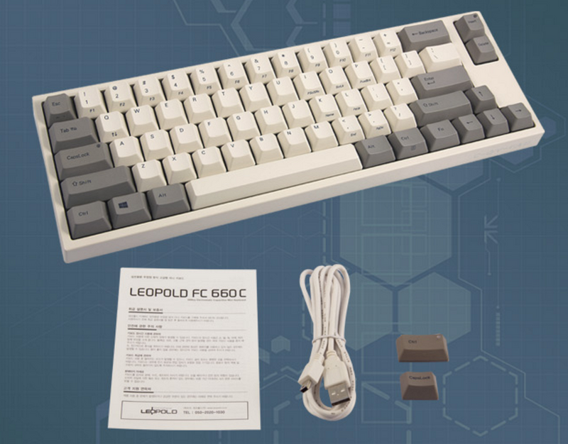 Leopold FC660C Grey / White Korean Dye-Sublimated PBT Keycap - Mechanical Keyboard - Harumio