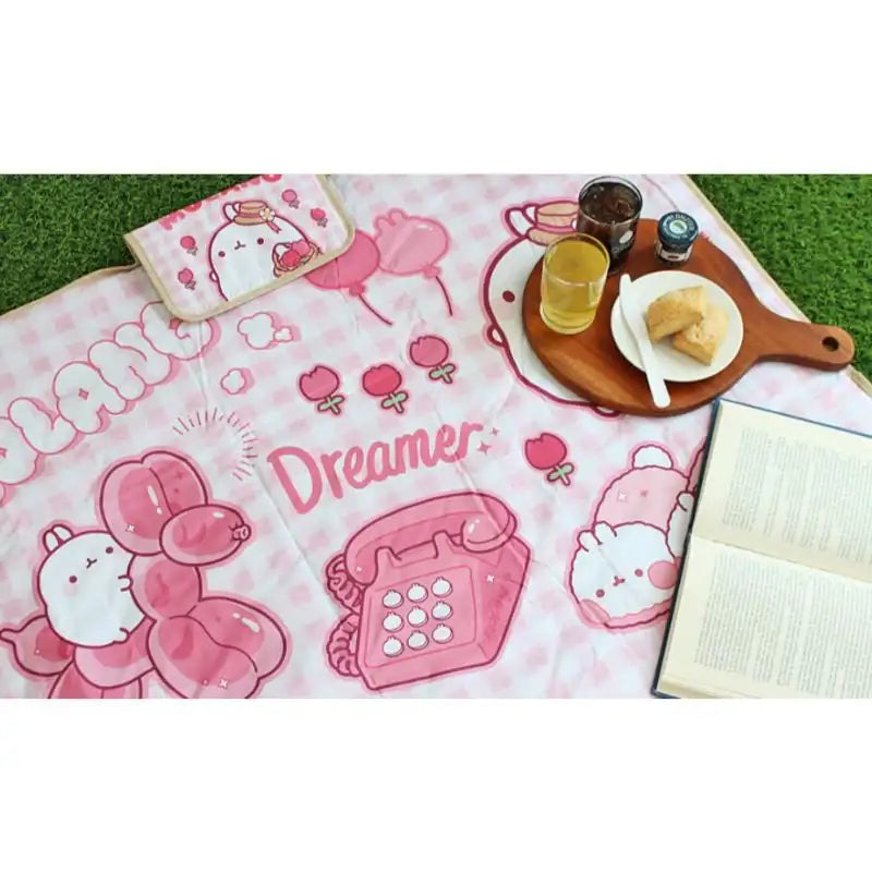 Molang - Pink Check Mat - Molang - Accessories - Harumio