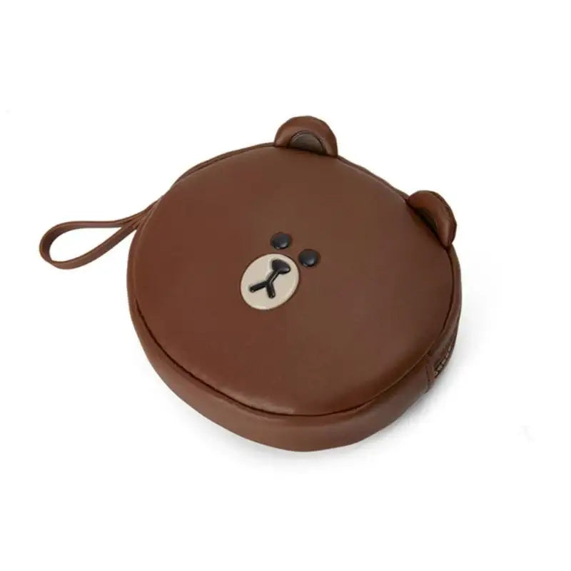 Line Friends - Brown Leather-like Mini Pouch - Line Friends - Pouches - Harumio
