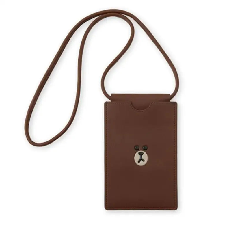 Line Friends - Brown Leather-like Mini Cross Bag - Line Friends - Pouches - Harumio