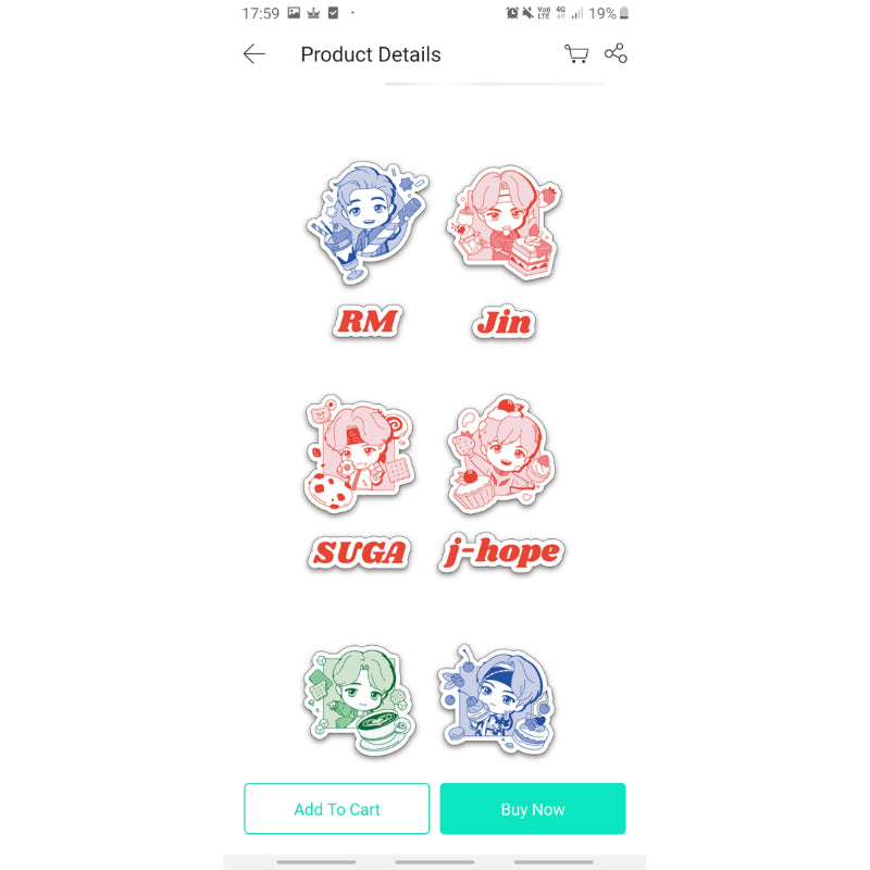 BTS - TinyTan - Sweet Time Removable Sticker