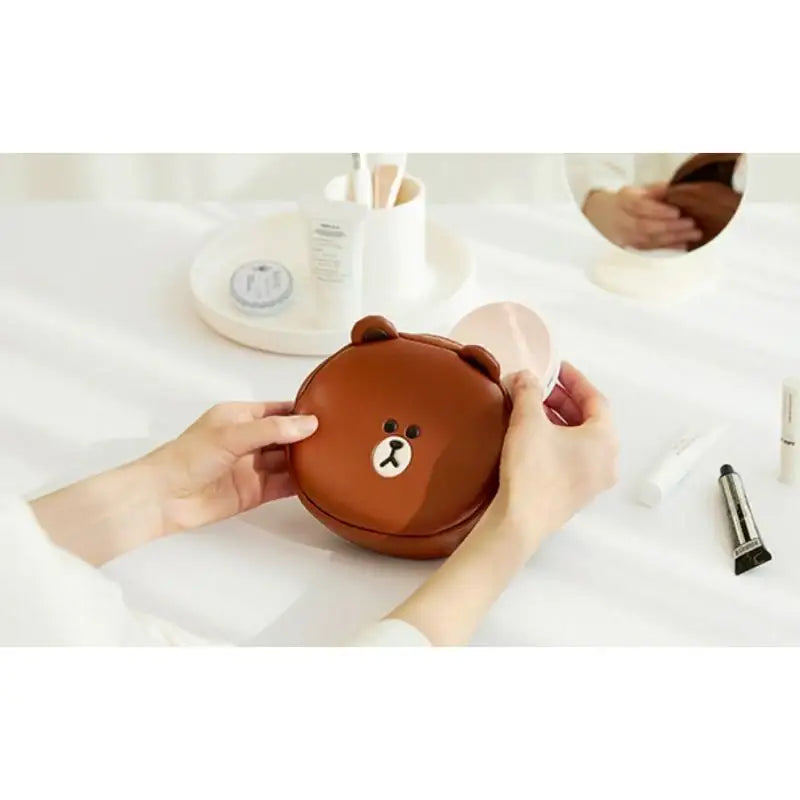Line Friends - Brown Leather-like Mini Pouch - Line Friends - Pouches - Harumio