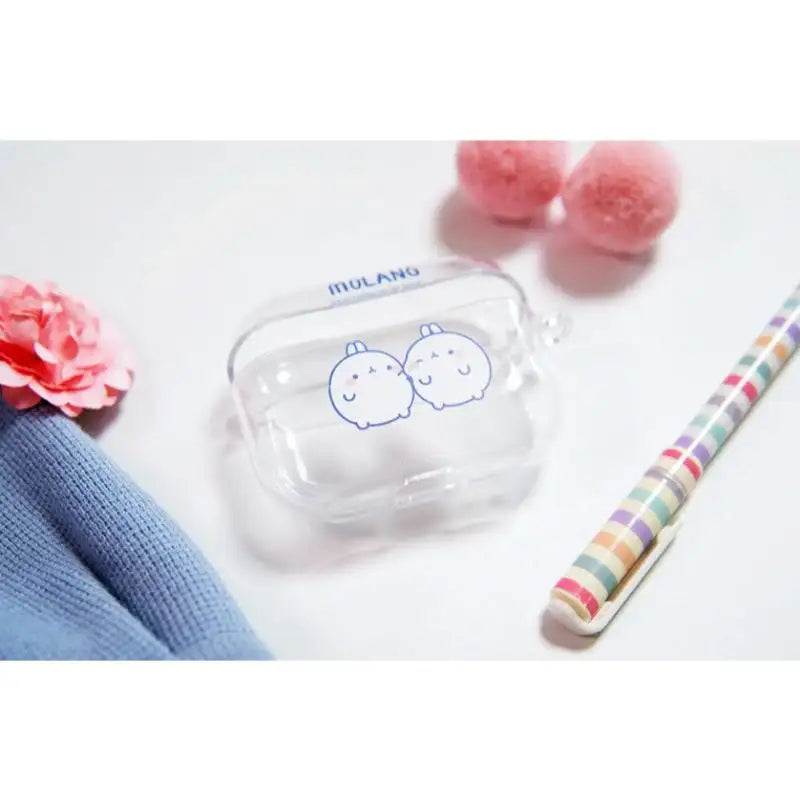 Molang - Transparent AirPods Pro Case - Simple Blue