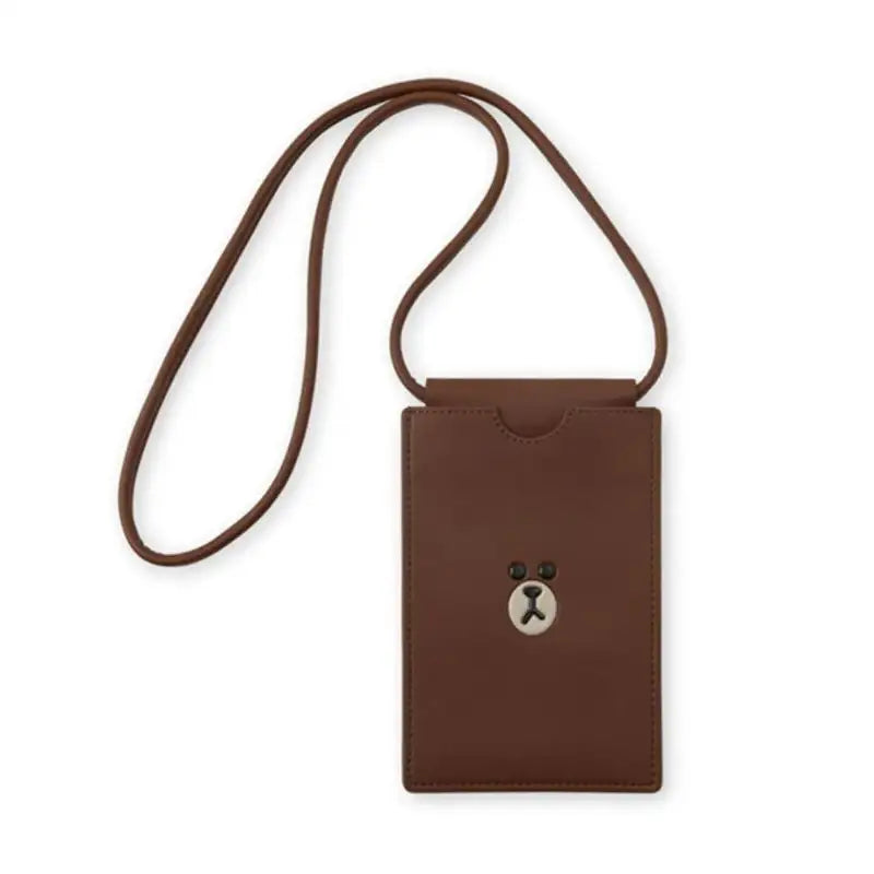 Line Friends - Brown Leather-like Mini Cross Bag - Line Friends - Pouches - Harumio