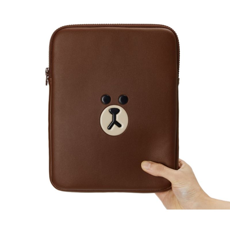 Line Friends - Brown Leather-like Tablet and Laptop Pouch
