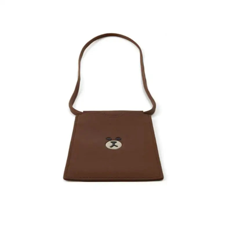 Line Friends - Brown Leather-like Mini Cross Bag - Line Friends - Pouches - Harumio