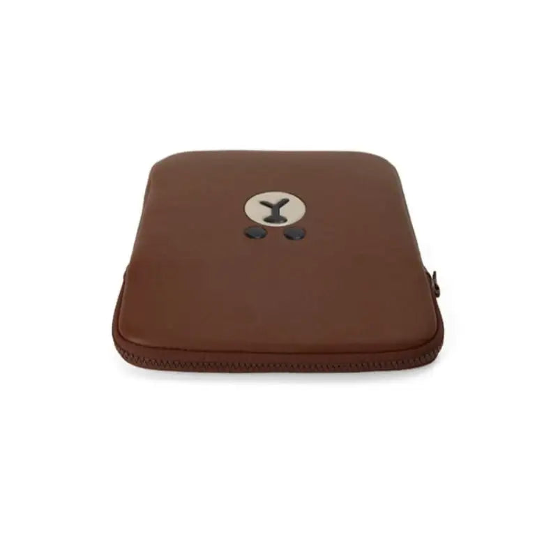 Line Friends - Brown Leather-like Tablet and Laptop Pouch - Line Friends - Pouches - Harumio