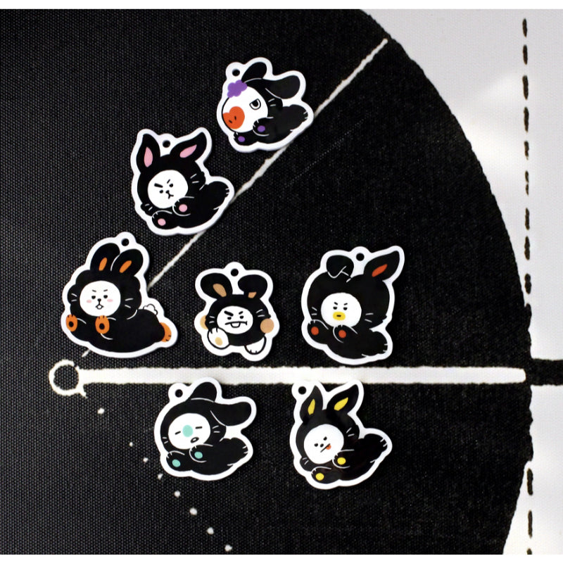 Monopoly x BT21 - Acrylic Simple Keyring - Black Rabbit