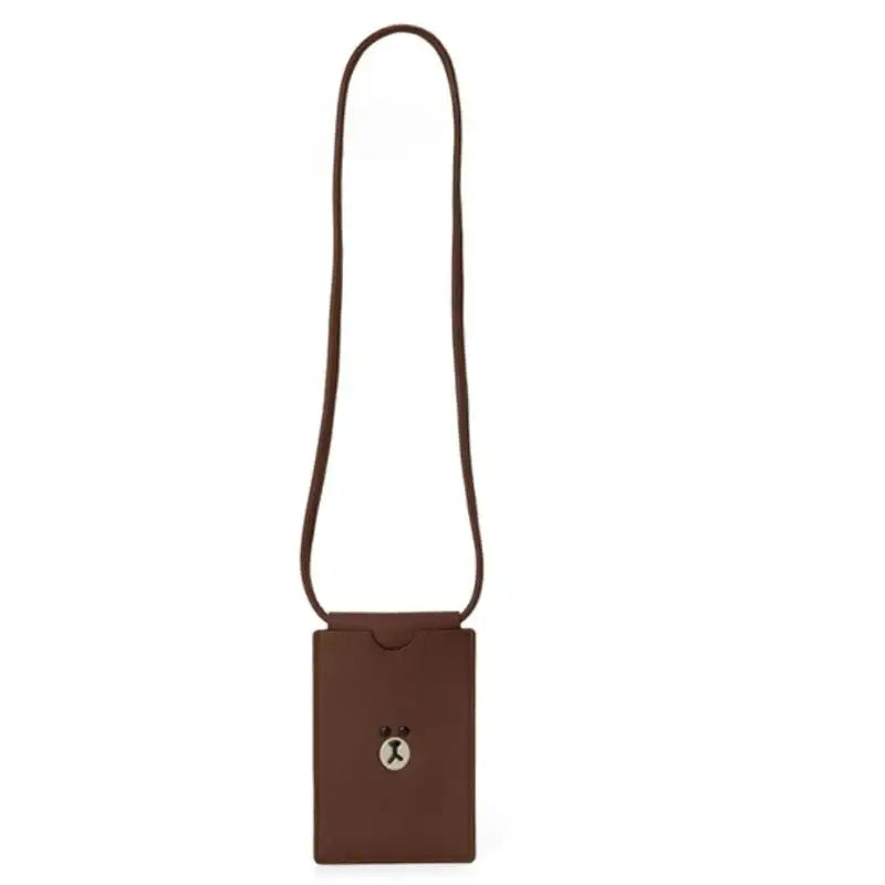 Line Friends - Brown Leather-like Mini Cross Bag - Line Friends - Pouches - Harumio