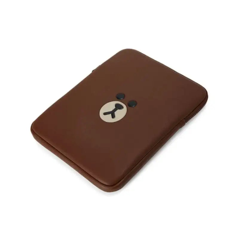 Line Friends - Brown Leather-like Tablet and Laptop Pouch - Line Friends - Pouches - Harumio
