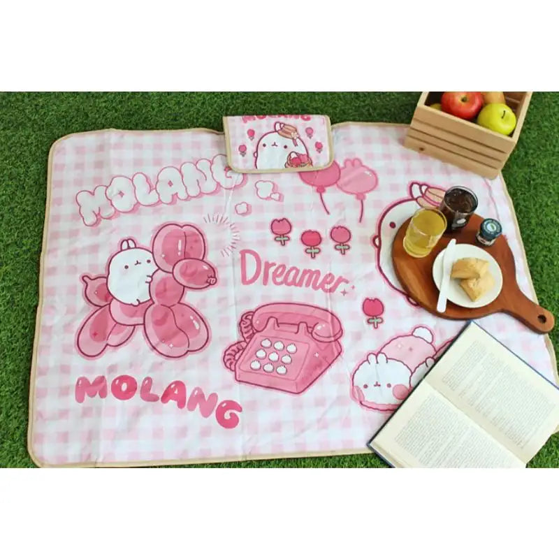 Molang - Pink Check Mat - Molang - Accessories - Harumio