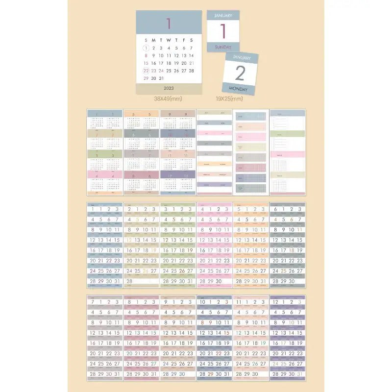 7321 DESIGN - 2023 Everyday Calendar Sticker Set - 10x10 - 2023 Calendars - Harumio