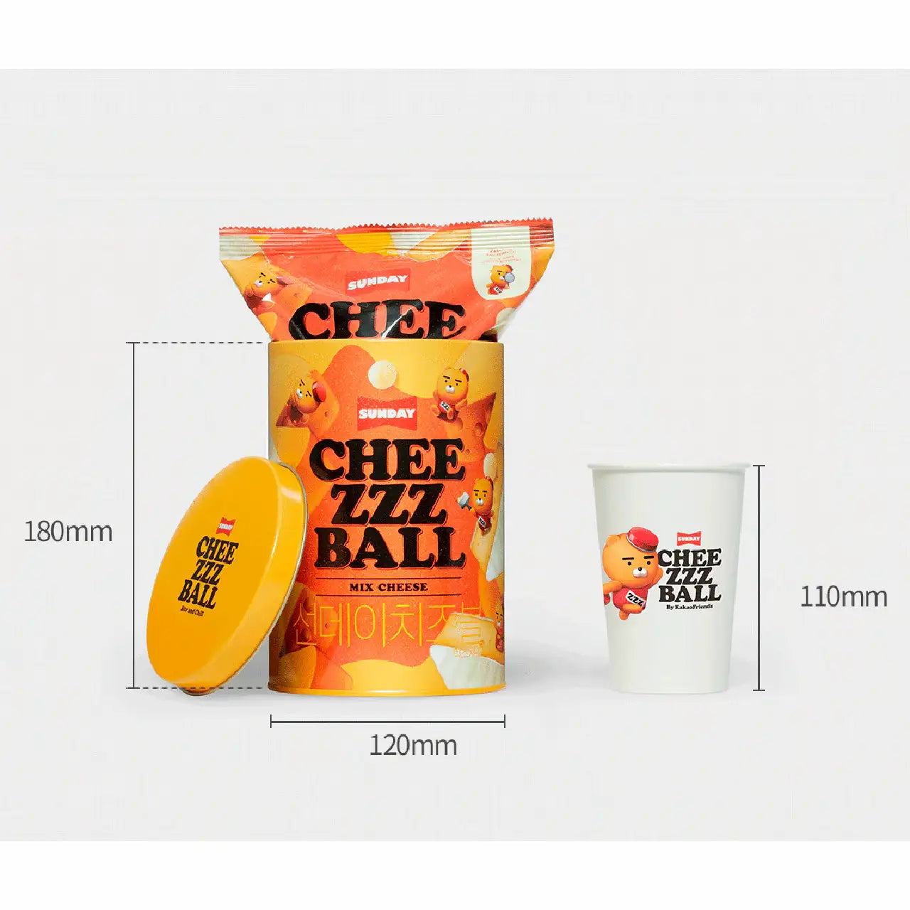 Kakao Friends - Ryan Sunday Cheezzz Ball (Tin Set) - Kakao Friends - Food - Harumio