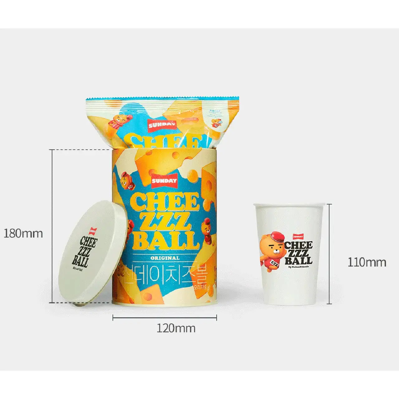 Kakao Friends - Ryan Sunday Cheezzz Ball (Tin Set) - Kakao Friends - Food - Harumio