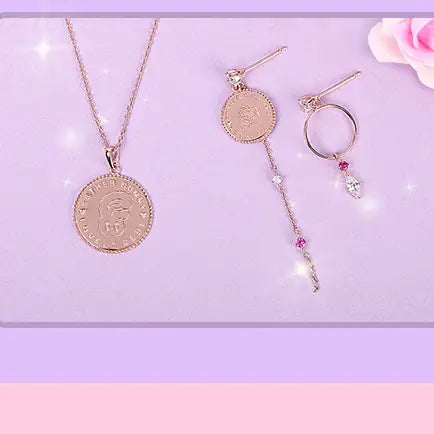 Clue X Esther Bunny - Roseholic Unbalanced Coin Silver Earrings - CLUE - Accessories - Harumio