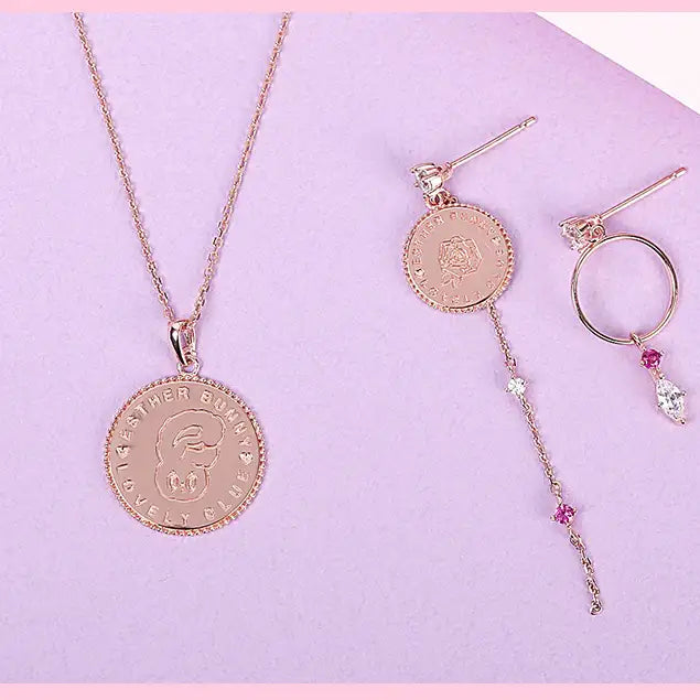 Clue X Esther Bunny - Roseholic Unbalanced Coin Silver Earrings - CLUE - Accessories - Harumio