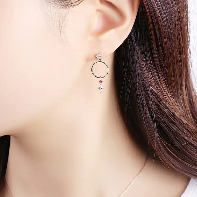 Clue X Esther Bunny - Roseholic Unbalanced Coin Silver Earrings - CLUE - Accessories - Harumio