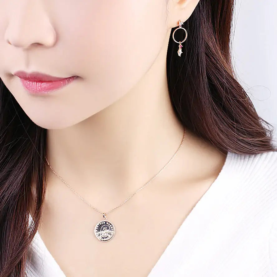 Clue X Esther Bunny - Roseholic Unbalanced Coin Silver Earrings - CLUE - Accessories - Harumio