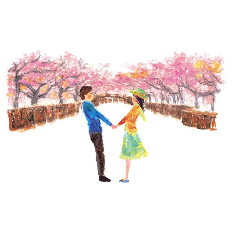 HK Studio - Moony Ceramic Cherry Blossom Couple Musical Paperweight - HK Studio - Music Box - Harumio